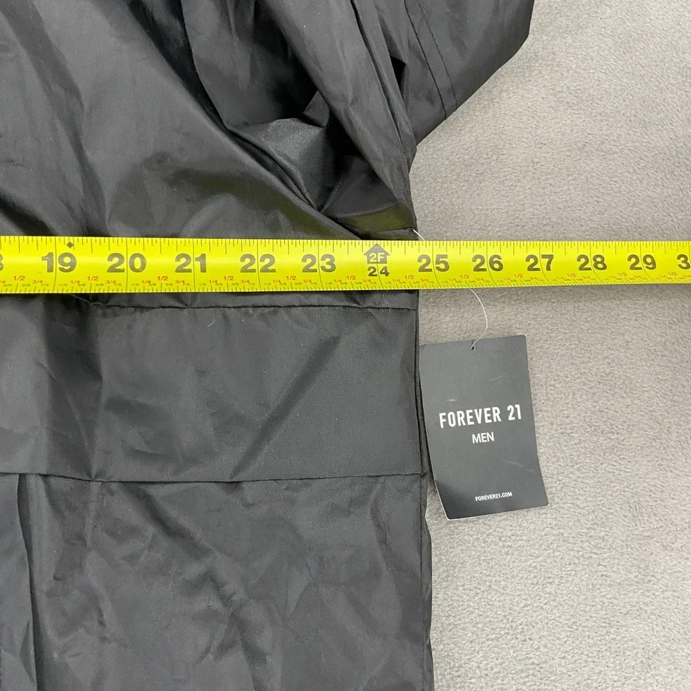 Forever 21 Men Black Anorak Windbreaker Hooded Pullover Jacket XL NWT